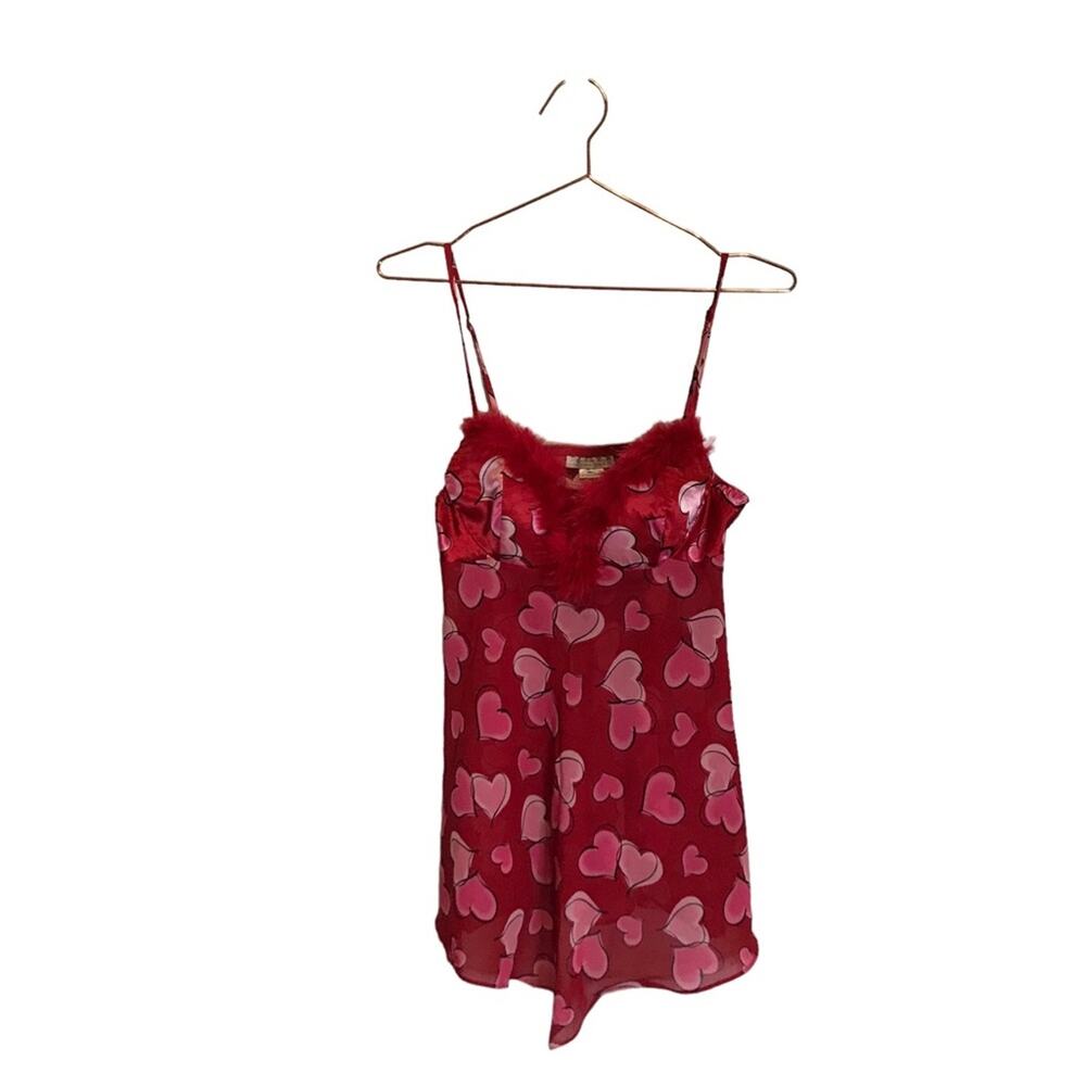 Seductive Wear by Cinema Exoile Red Pink hearts Fur size small
